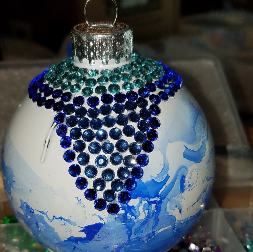 Glass Swirl Nail Polish Ornament with Crystals